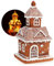 com-four® Lichthaus in Lebkuchen-Optik 25 cm - Lebkuchenhaus mit Beleuchtung - Weihnachtsdekoration mit zeitgesteuerter Beleuchtung - Weihnachtsdekoration (1x Lebkuchen Kirche)