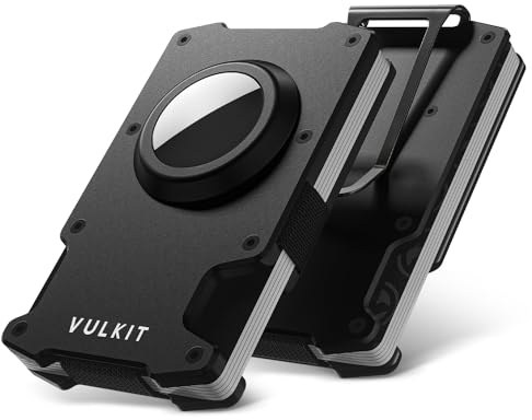 VULKIT Credit Card Holder with Money Clip Slim Aluminum Metal Wallet with Airtag Holder RFID Blocking Card Holder Wallet for Men