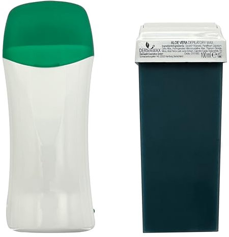 Dermawax Roll on Wachswärmer- Aloe Vera Wachspatrone Waxing Set zur Haarentfernung Enthaarung Beine Arme Rücken Achseln