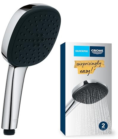 GROHE Vitalio Comfort 110 26926001 - Doccetta ad alta pressione (soffione quadrato da 11 cm, 2 getti: pioggia e getto, sistema anticalcare, anello in silicone, sistema di montaggio universale),