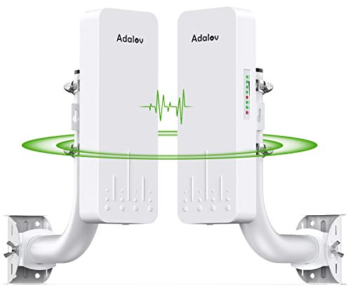 Adalov CPE660 Puente inalámbrico con Soportes, Punto a Punto de 5.8G para Exteriores, Alcance de 3 km, Extensor de Red para graneros, Tiendas y garajes, con Antena de Alta Ganancia de 14 DBi