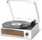 Trynnay Giradischi con altoparlante in vinile, fonografo LP senza fili, con altoparlanti stereo incorporati, trasmissione a 3 marce, giradischi con altoparlanti, retro bianco