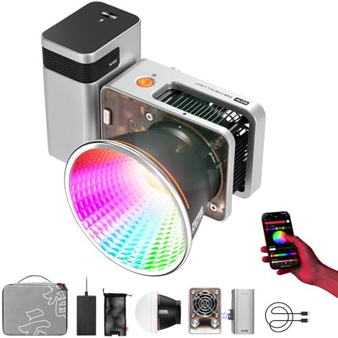 Zhiyun Molus X60 RGB Combo 60W COB-Videoleuchte, 319g Tragbare LED-Leuchte, 2700K-6500K CRI 95 TLCI 98 mit abnehmbarem Griff Akku,Unterstützung von APP Control und PD Charge
