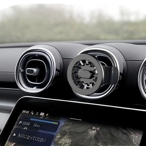 Support de téléphone pour voiture compatible avec Mercedes Benz AMG/GLA/GLB/GLC/GLE/GLS/GLK/smart 451 453 Mini-Cooper Fiat 500 Ibiza Convient à toutes les grilles d'aération circulaires Support de