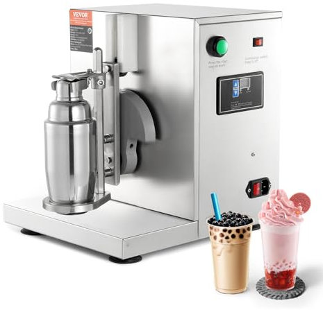 VEVOR Máquina Mezcladora de Té con Leche de 120W, Máquina Mezcladora de un solo Cabezal Licuadora de Batidos Ajustable de 0 a 180s con Taza de acero inoxidable de 750ML, para Tienda de Té con Leche