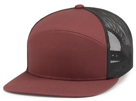 Pacific Headwear 6-Panel Arch Trucker Snapback Cap, Brick/Lt Charcoal/Brick, OS
