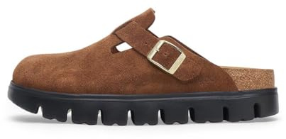 BIRKENSTOCK Scarpa Donna Sabot Boston Pap Chunky in Suede Warm Sand D25BI01 1026176, Narrow Width Dark Tee 1028402, 25.0 cm