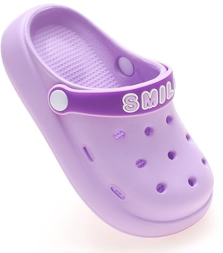 ZYLDK Zuecos Niños Zuecos Unisex Zapatos Sandalias de Playa Ligeras de Verano Antideslizante Respirable Piscina Jardín Transpirables Morado