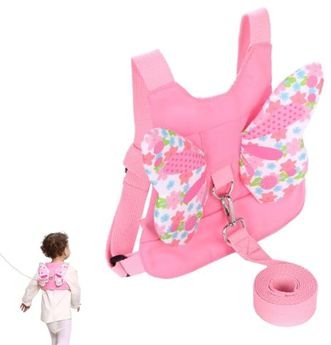 Toddler Leash Harness,3-in-1 Backpack Leash for Toddlers,Reins for Toddlers Girls,Toddler Reins for Walking 1-3 Years,Butterfly Wings Design,Adjustable Safety Child Reins for Walking,1-6 Years (Pink)