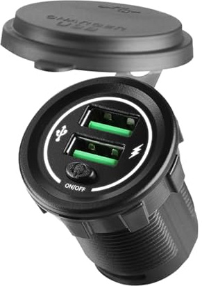 Adattatore di presa di corrente con interruttore per presa USB, 36 W, 12 V, 24 V, per auto, camion, barca, moto