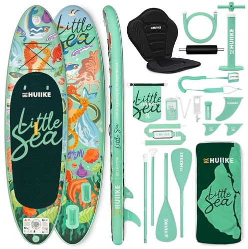 HUIIKE Tabla Paddle Surf Hinchable con Accesorios Incluidos, Remo, Quillas, Inflador. Stand Up Paddle Board Gran Estabilidad y Resistencia. Convertible en Kayak 305-365 cm, Soporta 130-170 kg