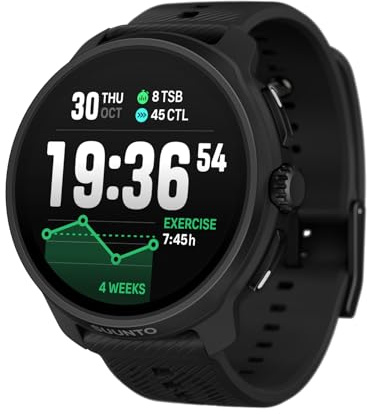 SUUNTO Race 2 GPS Sports Watch, 1.5 AMOLED Touchscreen w/Crown, 16 Days Battery Life, Training Metrics and Recovery Insights, Dual-GNSS, 32GB Global Offline Maps, Lightweight, All Black