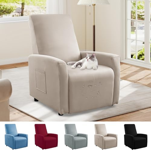 Bocguy Impermeables Fundas para Sillones Relax, Funda para Butaca Reclinable de 1 Plaza, Cubierta Elástica y Ajustable, Protector Impermeable para Sofá Individual (Light Brown)