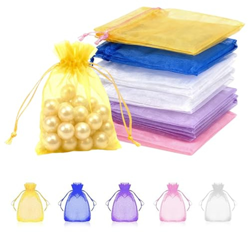 IEBTAWN 50 Pezzi Sacchetti Confetti, Bomboniere, Sacchetti In Organza, Sacchetto Regalo, Per Gioielli, Cosmetici, Viaggio, Biancheria Intima, Calzini