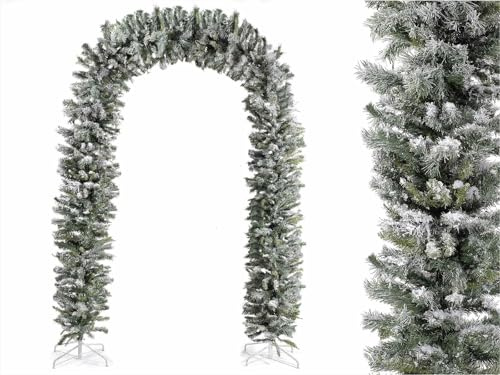 Gruppo Maruccia - Arco Natalizio - Ghirlanda Innevata - PVC Con Base In Metallo - 250 Cm - Verde E Bianco - Per Decorazioni Festive