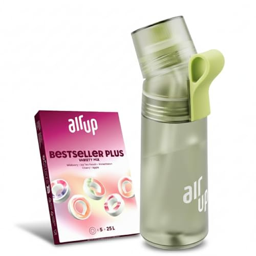 air up® Coffret découverte Gourde Twist Pro avec 5 pods I Gourde 600 ml I Arômes sans sucre I Passe au lave-vaisselle, sans BPA I Couleur : vert