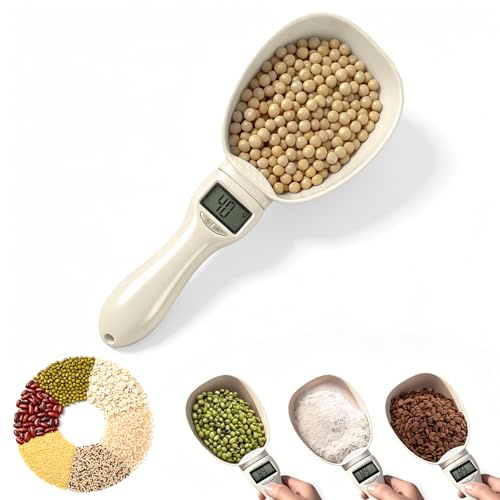 Digital Measuring Spoon Scale, Electronic Kitchen Measuring Spoon Scale, 800g/0.1g High Precision Kitchen Gadget with 5 Units Conversion, Removable Scoop for Cooking, Baking, Pet Food,1PC,Beige