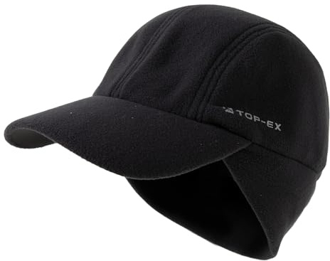 TOP-EX ChicPony M/L/XL vattentät basebollkeps dam vinter med öronlappar hästsvans beanie varm mössa med fleecefoder dam löpning vintermössa reflekterande, 95595#schwarz_fleecefoder, L-XL
