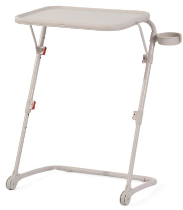 MEUBLE COSY Tavolino Pieghevole Regolabile, Tavolino da Divano con Piano Inclinabile, Porta Bicchiere, Tavolino Salvaspazio Senza Montaggio per Soggiorno, Letto, Divano, Beige