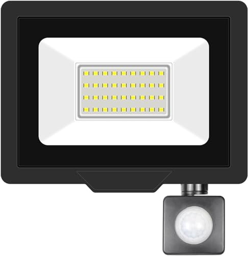 Säkerhetsljus Induktion Led Flood Light med justerbar PIR-sensor(Warm,30W)
