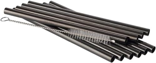 APS 93392 - Cannucce in acciaio INOX 18/8, 0,8 x 15 cm, 11 pezzi, colore: Nero