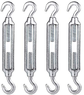 Tensor de alambre (4 unidades, 12 x 125 mm, acero galvanizado M12, DIN 1480, tensor de cable resistente (4)