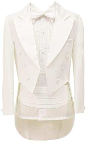 Traje completo de esmoquin para bebé, bautizo, comunión, boda, convento, 5 piezas, Marfil, 8 años