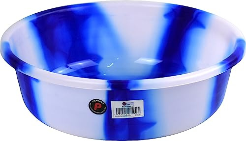 Round Plastic Basin Kitchen Bath Tub Household Wash Basin Water Storage Bowl Multipurpose Basin (Blue 18)