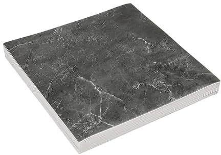 32 stycken PVC-golvbeläggning självhäftande, 30 x 30 cm vinylgolv självhäftande golvplattor vattentäta plattor för vardagsrum kök kontor (svart)