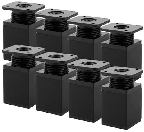 AKOLAFE 8 patas para muebles ajustables de 6 cm de alto, patas de metal negro para muebles, altura regulable, carga pesada, 30 kg, patas para muebles, patas de armario con tornillos para sofá,