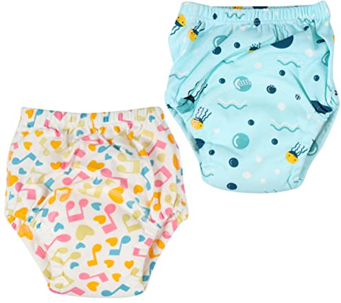 Hohopeti Pantalones de Entrenamiento para Aprendizaje Seguro y Cómodo de Algodón Transpirable 2 Piezas Fácil de Quitar Pañales Lavables para Bebés
