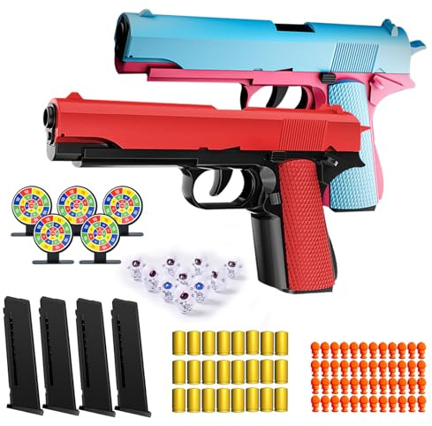 SZJYMY 2 Pezzi di Pistola Giocattolo in Schiuma Blaster, Blaster, con espulsione del bossolo e Rimbalzo Automatico, Adatta per Bambini e Bambine di 6, 7, 8, 9, 10, 11, 12 Anni