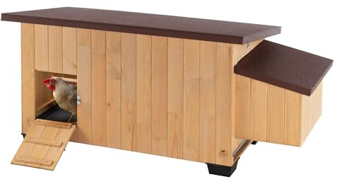 Ferplast Pollaio per Galline, KOCCA 120 Gabbia in Legno FSC, Casetta Adatta Fino a 6 Galline, Comparto Uova, Vassoio Estraibile, Tetto Apribile, Piedini Isolanti, Facile Pulizia, 163,5 x 72 x h 77 cm