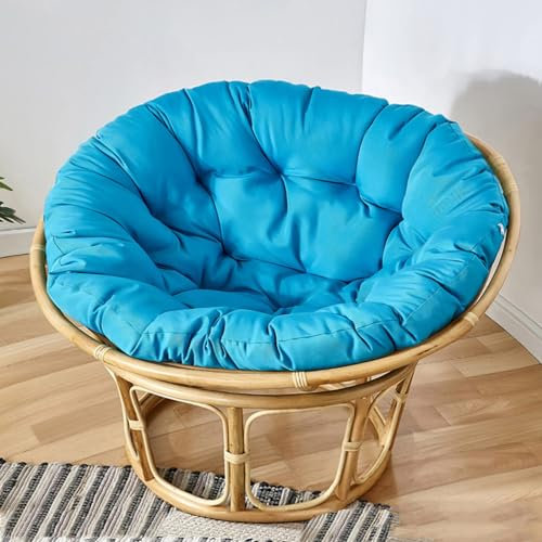 Papasan Galette de chaise ronde pour fauteuil suspendu en polyrotin Bleu 90 x 90 cm