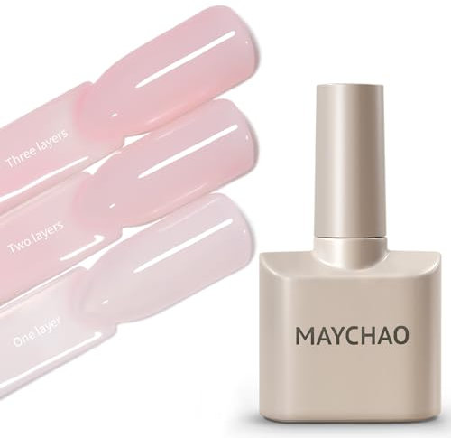 MAYCHAO 15ML Jelly Gel Nail Polish, Milky Pink Gel Polish Soak Off UV LED Nail Polish Nail Art Starter Manicure Salon DIY at Home, 0.5 OZ