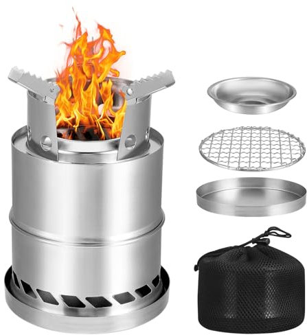 Table Top Fire Pit, Portable Smokeless Tabletop Firepit, Safe Burning Stainless Steel Mini Fireplaces, Outdoor Small Fire Bowl Camping Stove with Travel Bag for Garden Patio, Fueled by Pellets or Wood