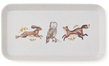 Cooksmart Forest Fable Small Tray | British Designed Woodland Animal Print Tray | Lightweight & Durable Melamine Blend | Decorative Serving Tray for Drinks & Snacks | Wipe Clean Only