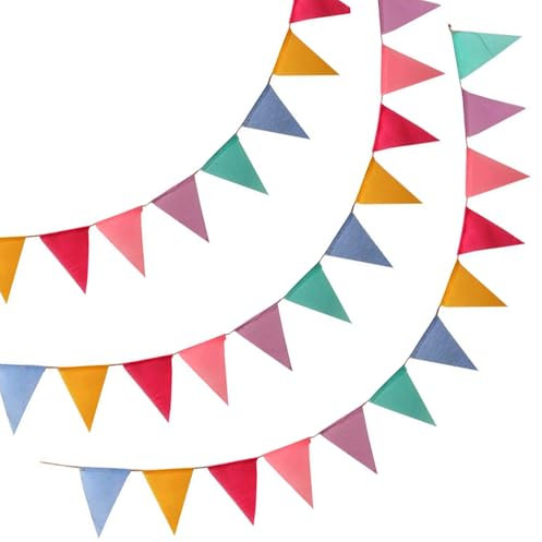 3 Bandierine Coloratei, 36 Bandierine Triangolar (17.5x12.5cm), 12m Striscione Feste, Decorazioni Compleanno per Feste Bambina/Bambino, Laurea, Decorazioni Giardino Esterno, Carnevale, Pasqua