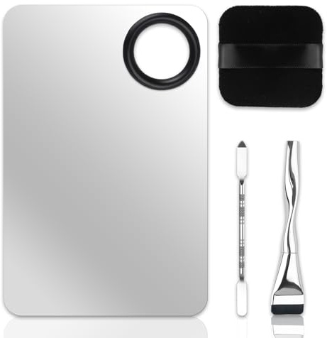 Juego de paletas de maquillaje de 4 piezas, incluye pinceles de paleta de maquillaje, varillas agitadoras y borlas para artistas, mujeres, niñas, paleta profesional coreana, accesorios para arte de