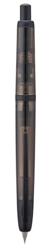 Jinhao 20 Press Fountain Pen, Transparent Black Retractable Extra Fine Nib with Ink Converter Set (Black Clip)