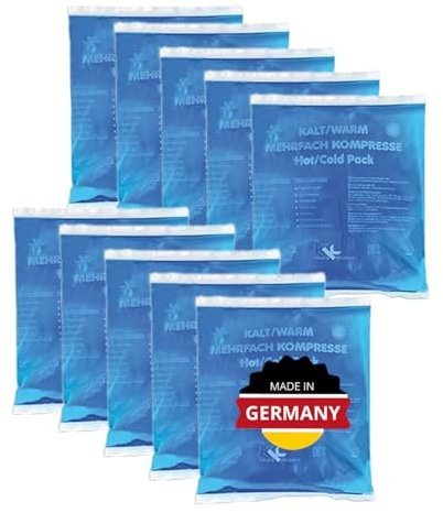 KK Kalt-Warm Kompresse 13 × 14cm – 10er-Pack Wiederverwendbare Therapie-Kompressen für Kälte- & Wärmeanwendungen bei Prellungen, Verstauchungen, Gelenk- & Zahnschmerzen, Rücken, Schulter