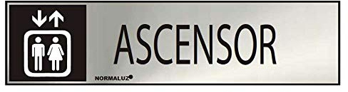 CARTEL INFORMATIVO ASCENSOR (INOX ADHESIVO 0.8MM) 5X20CM