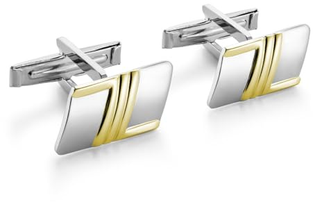 STERLL Herren Manschettenknöpfe Aus 925 Silber Mit Vergoldeten Streifen