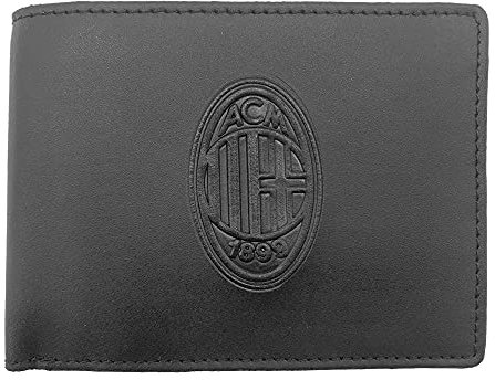 AC Milan Uomo Portafoglio in Pelle Prodotto Ufficiale AC Milna, Nero, 125 x 95 x 30 mm