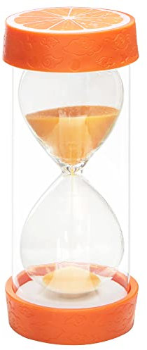 Clessidra per frutta, timer per sabbia, misure di sicurezza, colorato, trasparente, con base protettiva, per casa, scrivania, cucina, conto alla rovescia, regalo di Natale (arancione, 60 minuti)