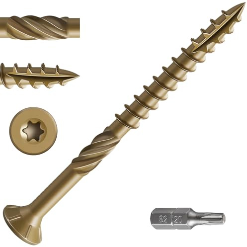 Wensilon #10 * 3 Deck Screws, (137pcs) 2 lbs.Exterior Wood Screws, Rust Resistant epoxy Coated, Bronze, T25 Star Bit