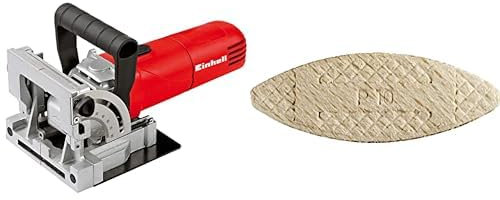 Einhell engalletadora - TC-BJ 900. 860 W, 11000 1 / min de ralentí, 14 mm de profundidad máxima de fresado, ajuste continuo. altura y ángulo, bolsa recolectora de polvo + pack de 50 galletas