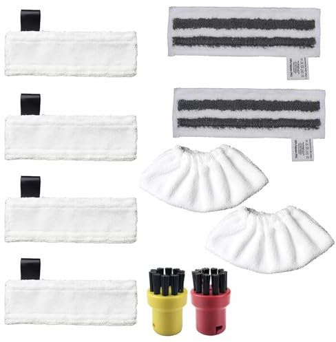 10 Stück Dampfreiniger Zubehör Set Kompatibel für Kärcher Dampfreiniger EasyFix SC 2, SC 3, SC 4, SC 5, Ersatztücher Set für Alle Böden (4 Bodentücher+2 Schleiftüch+2 Handdüsentüch+2 Rundbürsten)