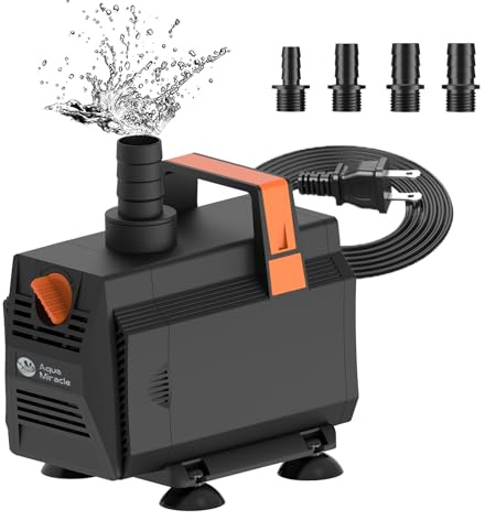 AquaMiracle 880GPH Aquarium Water Pumps (3330L/H, 45W) Fountain Pump Pond Pump Submersible Water Pump with Flow Control for Fountain, Waterfall, Statuary, Filtration, Water feature, Hydroponics
