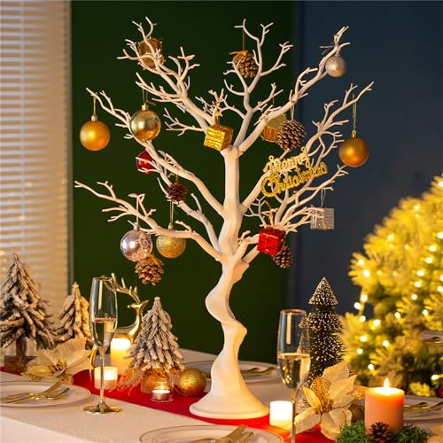 Sziqiqi White Twig Tree for Easter: 75cm Tall Fake Tree Branch for Halloween Christmas Decorative Table Trees for Wedding Party Centrepieces Artificial Tree for Birthday Wishing Display